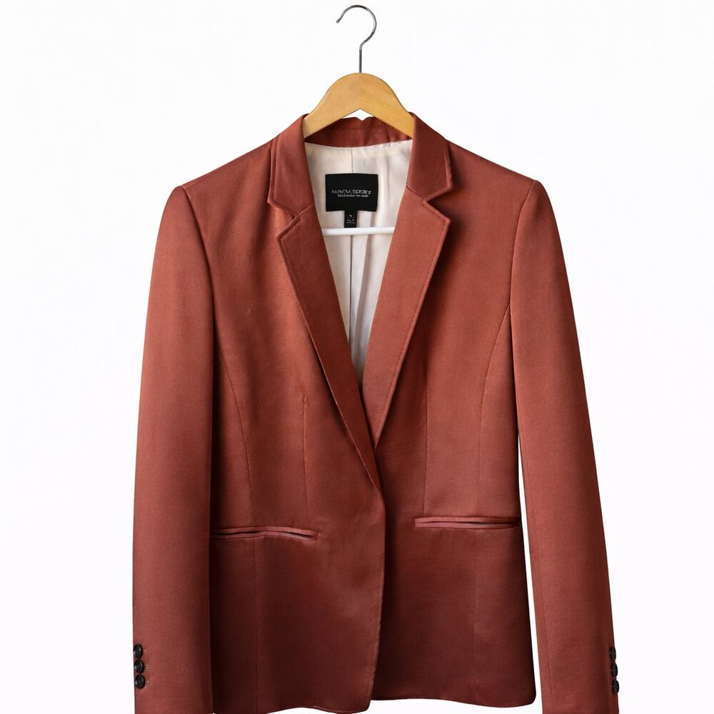 Silk Blend Rust Colored Size 0 Boyfriend Blazer